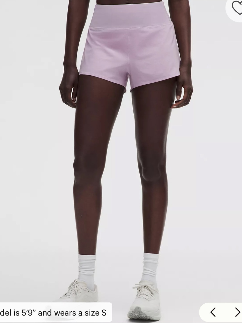 lululemon athletica speed up shorts in lilac